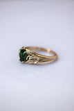 1ct Pear Cut Green Emerald Engagement Ring Floral Petal Leaf 14k YellowGold Over