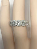 4Ct Round Diamond Five Stone Cluster Halo Engagement Ring 14K White Gold Finish
