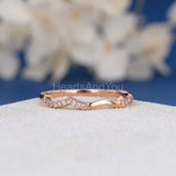 0.3ct Round Cut Moissanite Stacking Wave Women Wedding Band 14k Rose Gold Plated