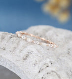 0.3ct Marquise Simulated Diamond Single Prong Wedding Band 14k Rose Gold Plated