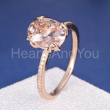 2ct Oval Cut Simulated Morganite Flower Prong Set Ring 14k Rose Gold Plated