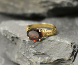 1ct Engagement Ring Oval Cut Red Garnet Vintage Solitaire 14k Yellow Gold Finish