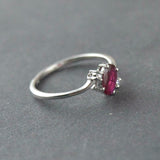 1.22ct Engagement Ring Oval Cut Pink Ruby Swirl Trilogy 14k White Gold Finish