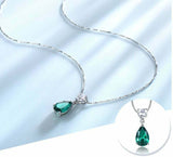2.1ct Green Emerald Pendant Pear Valentine Tear Drop 14k WhiteGold Over NO CHAIN