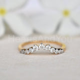 0.2ct Round Cut Moissanite Curved Stacking Wedding Band 14K White Gold Plated