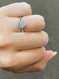 0.3ct Round Cut Moissanite Hidden Halo Engagement Ring 14k White Gold Plated