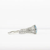 2ct Round Blue Aquamarine Diamond Accent with Solitaire Ring 14k White Gold Over