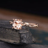 1ct Cushion Cut Morganite Infinity Solitaire Engagement Ring 14k RoseGold Finish
