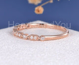 0.5ct Round Cut Moissanite Half Eternity Milgrain Wed Band 14k Rose Gold Plated