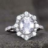 2.3ct Engagement Ring Oval Cut Diamond Halo Women Solitaire 14k WhiteGold Finish