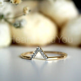0.2ct Round Cut Moissanite V Shape Stackable Wedding Band 14K Yellow Gold Plated
