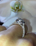 2.1ct Pear Cut Diamond Engagement Ring Halo 14k White Gold Finish Round Accents