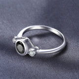 0.5ct Round Cut Black Diamond Solitaire Engagement Ring 14k White Gold Finish