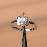 2ct Engagement Ring Marquise Cut Peach Morganite Butterfly 14k White Gold Finish