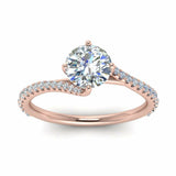 1ct Round Cut VVS1 Diamond Solitaire Swirl Engagement Ring 14k Rose Gold Finish