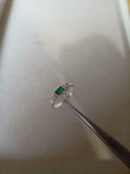 1ct Engagement Ring Baguette Cut Green Emerald Three Stone 14k White Gold Finish
