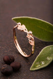 Floral Leaf Vine Engagement Ring 0.15ct Round Cut Diamond 14k Rose Gold Finish