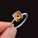 0.5ct Engagement Ring Cushion Cut Yellow Citrine Solitaire 14k White Gold Finish