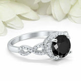 2ct Round Cut Black Diamond Engagement Ring Twist Shank Halo 14k White Gold Over