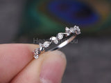 0.4ct Round Cut Moissanite Leaf Vine Anniversary Women Band 14k WhiteGold Plated
