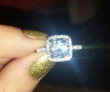 3.5Ct Cushion Diamond Accent Halo Solitaire Engagement Ring 14K White Gold Over