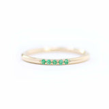 0.3ct Round Cut Green Emerald Wedding Ring Band Minimalist 14k YellowGold Finish