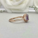 2.3ct Oval Cut Amethyst Diamond Accent Halo Engagement Ring 14k Rose Gold Finish