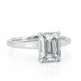 4Ct Emerald Cut DVVS1 Diamond Hidden Halo Engagement Ring 14K White Gold Finish