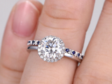 2ct Round Cut VVS1 Diamond Engagement Ring Halo Bridal Set 14k White Gold Finish