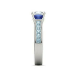 5Ct Princess Cut Diamond Sapphire Aquamarine Engagement Ring 14K White Gold Over