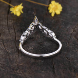 2ct Engagement Ring Marquise Cut Diamond Curved Crown Design 14k White Gold Over