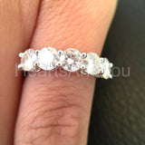 2.2ct Round Cut Moissanite Five Stone Women Wedding Band 14k White Gold Plated