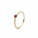 0.5ct Engagement Ring Round Cut Pink Ruby Beaded Solitaire 14k YellowGold Finish