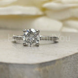 0.15ct Round Cut Moissanite Solitaire Engagement Ring 14k White Gold Plated