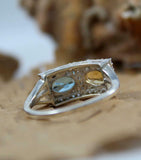 2.5ct Engagement Ring Oval Cut Blue Topaz Rectangular Halo 14k White Gold Over