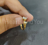 0.5ct Pear Cut Simulated Diamond Solitaire Trilogy Ring 14k Yellow Gold Plated