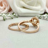 2.1ct Engagement Ring Oval Cut Peach Morganite Bridal Set 14k Yellow Gold Finish