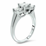 2.25ct Princess Cut Diamond Three Stone Engagement Ring 14K White Gold Finish