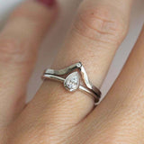 1ct Pear Cut Diamond Engagement Ring 14k White Gold Over Curved Bridal Set Band