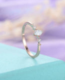 Minimalist Trilogy Engagement Ring 0.5ct Marquise Diamond 14k Yellow Gold Finish