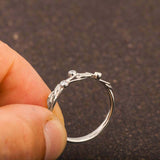 Floral Leaf Vine Engagement Ring 0.15ct Round Cut Diamond 14k White Gold Finish