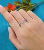 0.5ct Baguette Cut Simulated Aquamarine Half Eternity Band 14k White Gold Plated