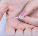 0.3ct Round Cut Moissanite V Sign Women Engagement Ring 14k White Gold Plated