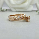 1.55ct Engagement Ring Oval Cut Peach Morganite Bridal Set 14k Yellow Gold Over