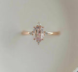1.5ct Cushion Peach Morganite Crown Setting Engagement Ring 14k Rose Gold Over