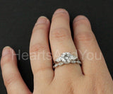 2.1ct Round Cut Moissanite Trilogy Ring Half Eternity Band 14k White Gold Plated