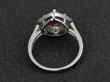 2.3ct Engagement Ring Round Cut Pink Ruby Dual Halo 14k White Gold Finish