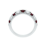 2.4ct Wedding Ring Band Round Cut Pink Ruby Half Eternity 14k White Gold Finish