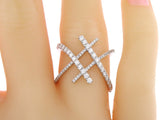 1ct Round Cut Diamond Two X Bypass Shape Unique Women Ring 14k White Gold Finish