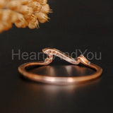 0.07ct Round Cut Moissanite Wave Dainty Engagement Ring 14K Rose Gold Plated